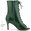 image:imageAllegra K Women Faux Leather Lace Up Peep Toe Stiletto Heel Ankle BootsDark Green