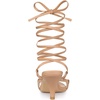 image:imageAllegra K Women Faux Leather Strappy Lace Up Open Toe Kitten Heels SandalsNude