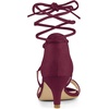 image:imageAllegra K Women Kitten Heel Lace Up Open Toe SandalsBurgundy