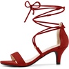 image:imageAllegra K Women Kitten Heel Lace Up Open Toe SandalsRed