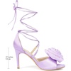 image:imageAllegra K Womens Rhinestone Flower Lace Up Stiletto Heel SandalsLilac
