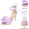image:imageAllegra K Womens Rhinestone Flower Lace Up Stiletto Heel SandalsLilac