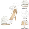 image:imageAllegra K Womens Rhinestone Flower Lace Up Stiletto Heel SandalsWhite