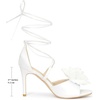image:imageAllegra K Womens Rhinestone Flower Lace Up Stiletto Heel SandalsWhite