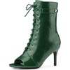 image:imageAllegra K Women Faux Leather Lace Up Peep Toe Stiletto Heel Ankle BootsDark Green