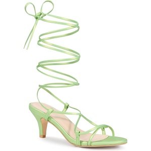 image:imageAllegra K Women Faux Leather Strappy Lace Up Open Toe Kitten Heels SandalsLime Green