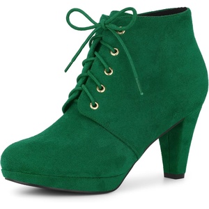 image:imageAllegra K Women Faux Suede Lace Up Platform Chunky Heel Ankle BootiesEmerald Green