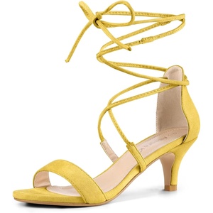 image:imageAllegra K Women Kitten Heel Lace Up Open Toe SandalsYellow