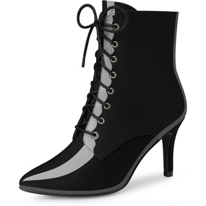 image:imageAllegra K Women Pointed Toe Stiletto Heel Lace Up Ankle BootsBlack