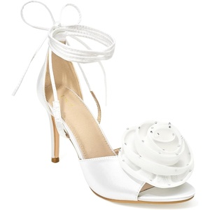 image:imageAllegra K Womens Rhinestone Flower Lace Up Stiletto Heel SandalsWhite