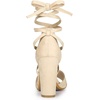 image:imageAllegra K Women Faux Suede Cushioned Open Toe Block Heeled Lace Up SandalsBeige