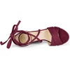 image:imageAllegra K Women Faux Suede Cushioned Open Toe Block Heeled Lace Up SandalsBurgundy
