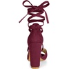 image:imageAllegra K Women Faux Suede Cushioned Open Toe Block Heeled Lace Up SandalsBurgundy
