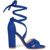 image:imageAllegra K Women Faux Suede Cushioned Open Toe Block Heeled Lace Up SandalsDeep Blue