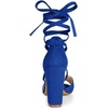 image:imageAllegra K Women Faux Suede Cushioned Open Toe Block Heeled Lace Up SandalsDeep Blue