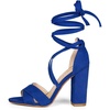 image:imageAllegra K Women Faux Suede Cushioned Open Toe Block Heeled Lace Up SandalsDeep Blue
