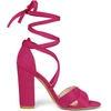 image:imageAllegra K Women Faux Suede Cushioned Open Toe Block Heeled Lace Up SandalsHot Pink