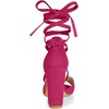 image:imageAllegra K Women Faux Suede Cushioned Open Toe Block Heeled Lace Up SandalsHot Pink