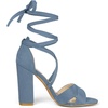 image:imageAllegra K Women Faux Suede Cushioned Open Toe Block Heeled Lace Up SandalsLight Blue