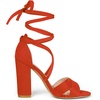 image:imageAllegra K Women Faux Suede Cushioned Open Toe Block Heeled Lace Up SandalsOrange