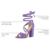 image:imageAllegra K Women Faux Suede Cushioned Open Toe Block Heeled Lace Up SandalsPurple