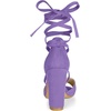 image:imageAllegra K Women Faux Suede Cushioned Open Toe Block Heeled Lace Up SandalsPurple