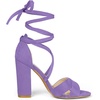 image:imageAllegra K Women Faux Suede Cushioned Open Toe Block Heeled Lace Up SandalsPurple