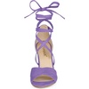 image:imageAllegra K Women Faux Suede Cushioned Open Toe Block Heeled Lace Up SandalsPurple