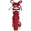 image:imageAllegra K Women Faux Suede Cushioned Open Toe Block Heeled Lace Up SandalsRed