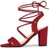 image:imageAllegra K Women Faux Suede Lace Up Block High Heels Slingback SandalsRed