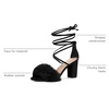 image:imageAllegra K Women Faux Fur Lace Up Strappy Open Toe Chunky Heels SandalsBlack