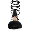 image:imageAllegra K Women Faux Fur Lace Up Strappy Open Toe Chunky Heels SandalsBlack