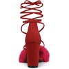image:imageAllegra K Women Faux Fur Lace Up Strappy Open Toe Chunky Heels SandalsRed