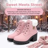image:imageAllegra K Women Warm Slipon Laceup Block Heel Ankle Snow BootsPink