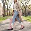image:imageAllegra K Women Warm Slipon Laceup Block Heel Ankle Snow BootsPink