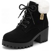 image:imageAllegra K Women Warm Slipon Laceup Block Heel Ankle Snow BootsBlack