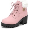 image:imageAllegra K Women Warm Slipon Laceup Block Heel Ankle Snow BootsPink
