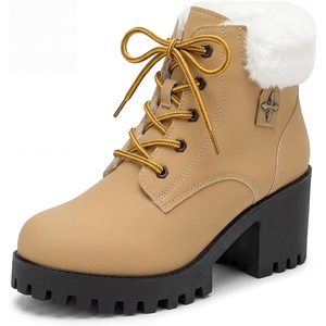 image:imageAllegra K Women Warm Slipon Laceup Block Heel Ankle Snow BootsYellow