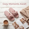 image:imageAllegra K Women Cozy Soft Corduroy Bow Open Toe Crossbands SlippersPink