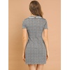 image:imageAllegra K Women Houndstooth Plaid Short Sleeve Peter Pan DressBrown