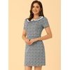 image:imageAllegra K Women Houndstooth Plaid Short Sleeve Peter Pan DressGreen