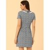 image:imageAllegra K Women Houndstooth Plaid Short Sleeve Peter Pan DressGreen
