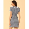 image:imageAllegra K Women Houndstooth Plaid Short Sleeve Peter Pan DressPurple