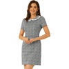 image:imageAllegra K Women Houndstooth Plaid Short Sleeve Peter Pan DressGreen