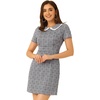 image:imageAllegra K Women Houndstooth Plaid Short Sleeve Peter Pan DressPurple