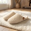 image:imageAllegra K Women Unisex Warm Soft Comfy Fuzzy Slipon House SlippersBeige