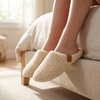 image:imageAllegra K Women Unisex Warm Soft Comfy Fuzzy Slipon House SlippersBeige