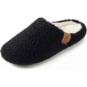 image:imageAllegra K Women Unisex Warm Soft Comfy Fuzzy Slipon House SlippersBlack