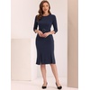 image:imageAllegra K Women Elegant Casual Work Sheath Dress Belt Sllit HemDark Blue