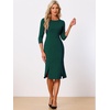 image:imageAllegra K Women Elegant Casual Work Sheath Dress Belt Sllit HemDark Green